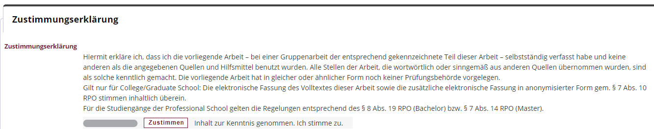 Zustimmungserklärung