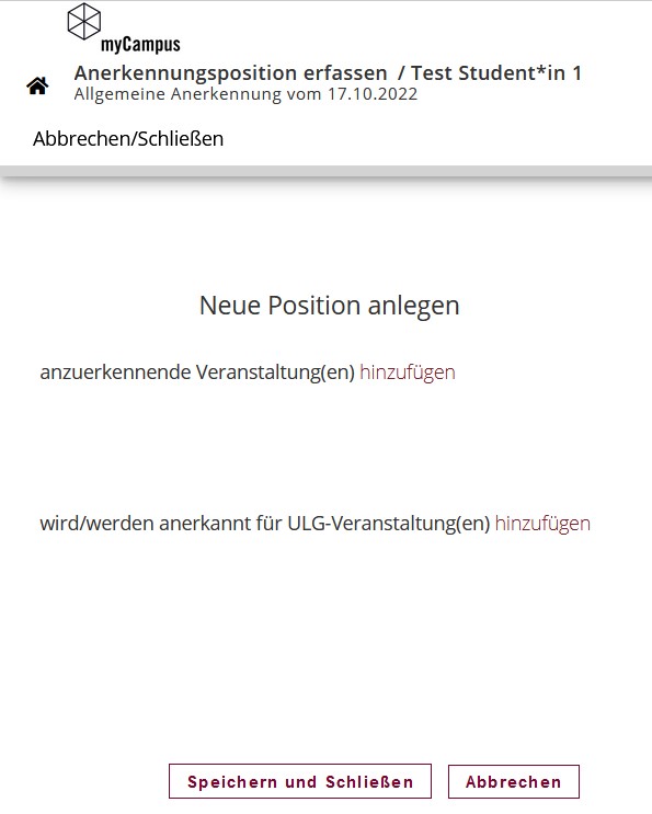 anerkennungen [Anleitungen für myCampus an der Leuphana - Instructions for myCampus at Leuphana]