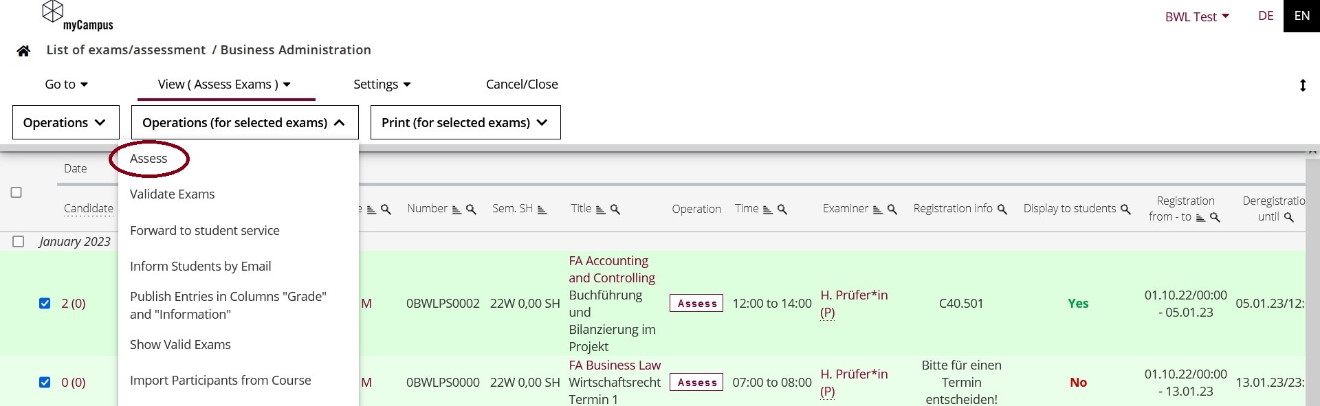 Assess several dates at the same time