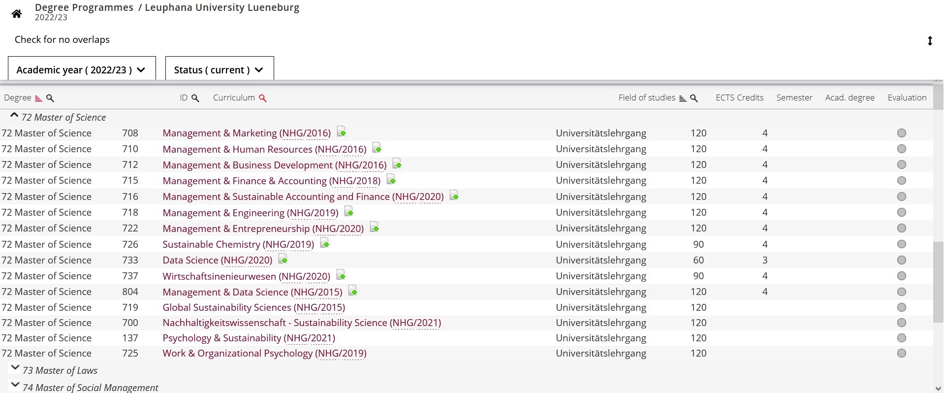 Degree Programmes