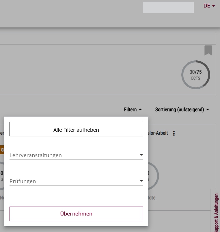 Filtermöglichkeiten