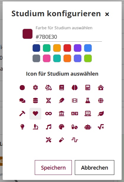 Studium konfigurieren