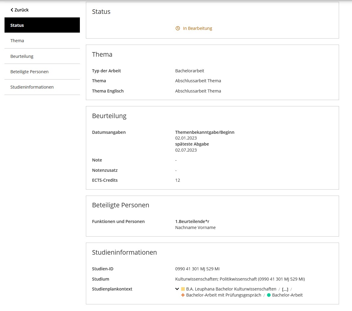 Details zur angemeldeten Abschlussarbeit