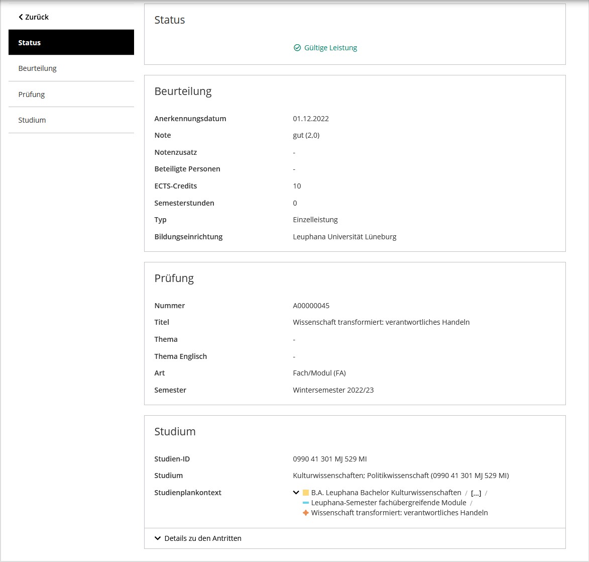 Details zur Prüfungsleistung