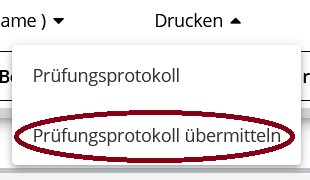 Prüfungsprotokoll übermitteln (Kandidat*innen-Liste)